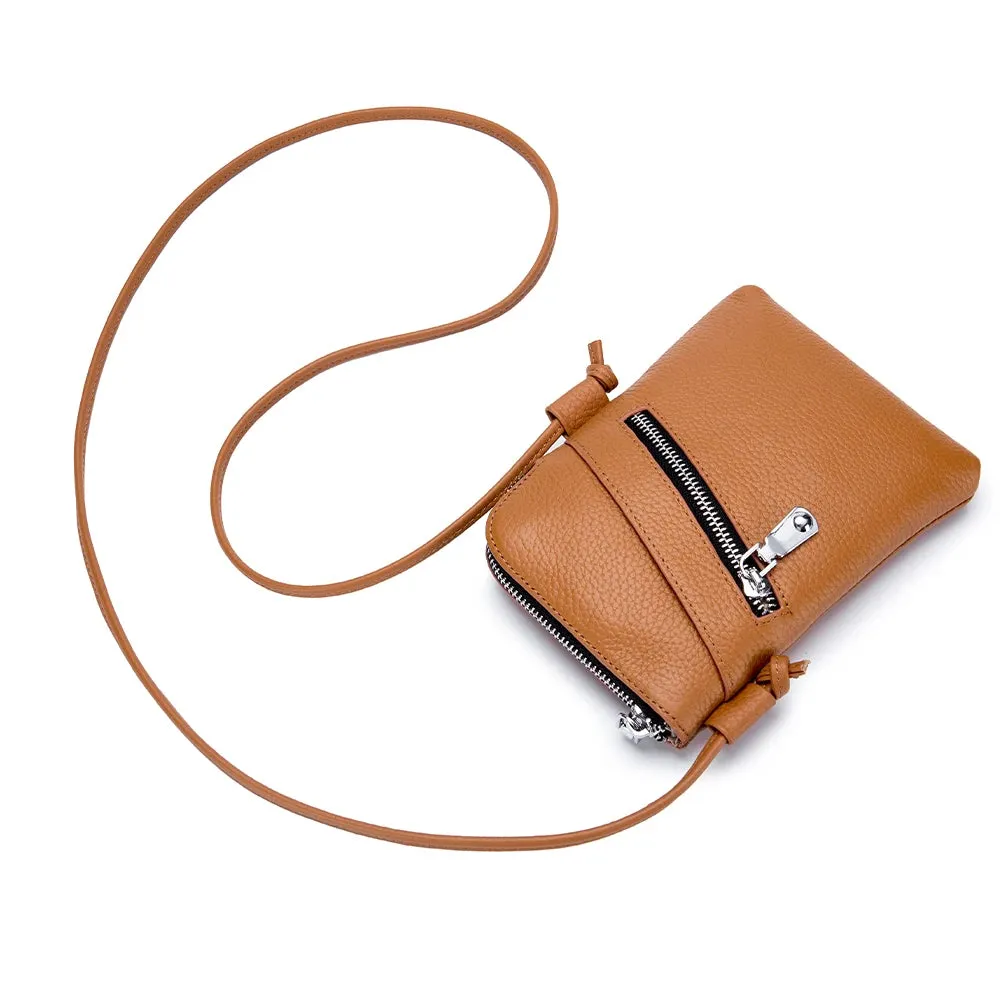 Zency Soft Genuine Leather Handbag Small Design Mobile Phone Wallet High Quality Women's Shoulder Strap Bag Card Holder Bags