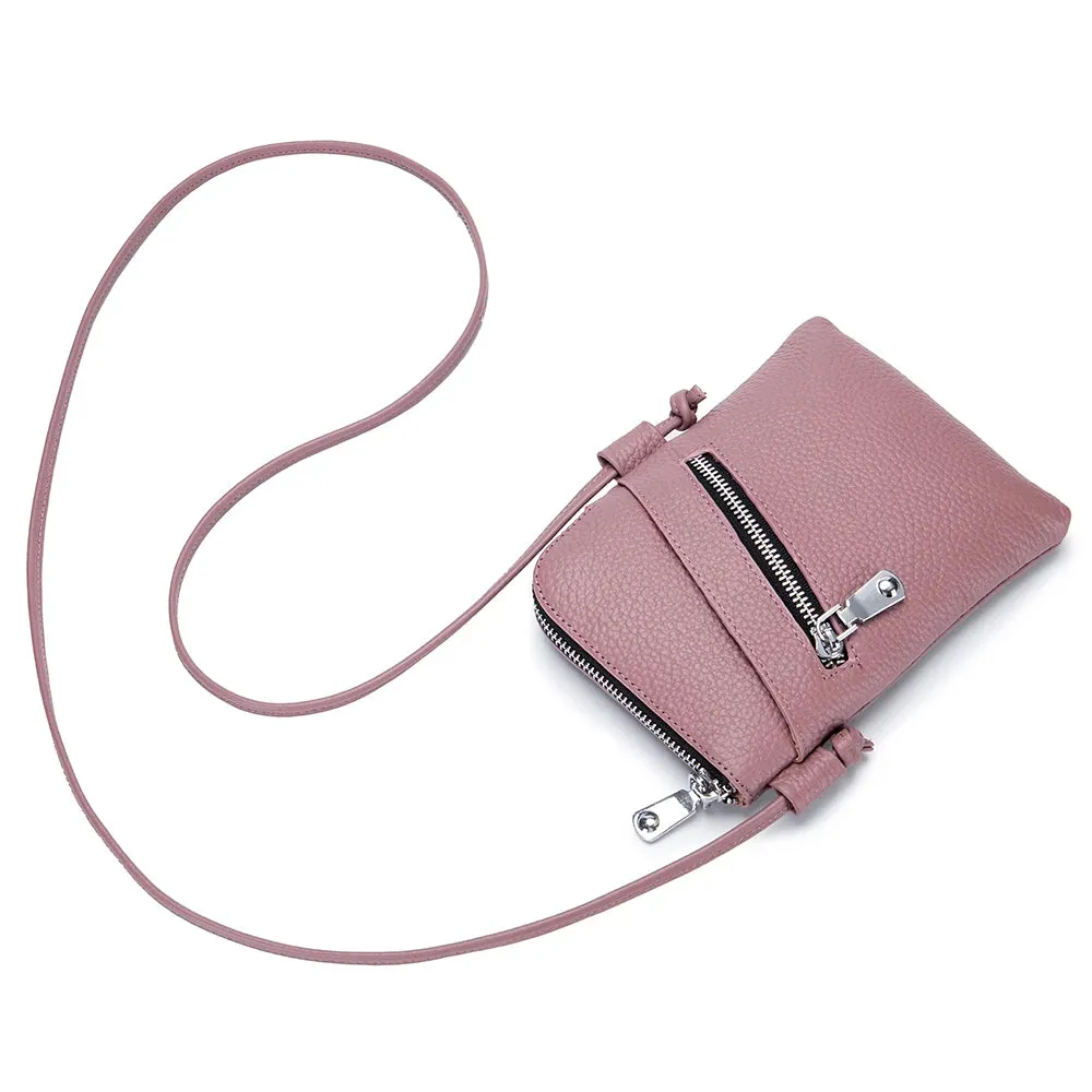 Zency Soft Genuine Leather Handbag Small Design Mobile Phone Wallet High Quality Women's Shoulder Strap Bag Card Holder Bags