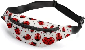 Zipper Fanny Pack for Men Women Fashion Waist Bag Stylish Crossbody Bags with Adjustable Strap Red Ladybug Travel Chest Bags Belt Bags for Running Hiking Workout Cycling