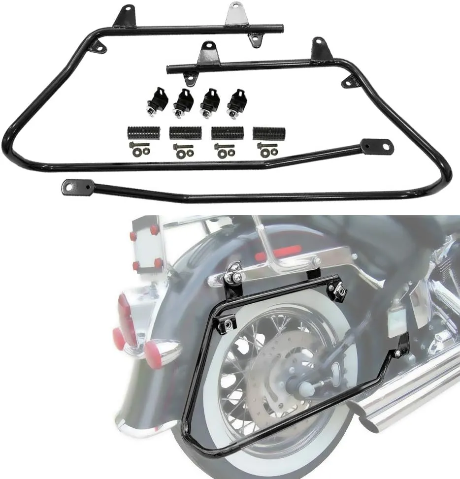 ZXMOTO Black Hard Saddlebags Conversion Brackets Mount Set w/Hardware fit for Harley Davidson Heritage Softail 1986-2013