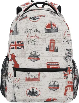 ZZKKO British Symbolic Boys Girls School Computer Backpacks Book Bag Travel Hiking Camping Daypack